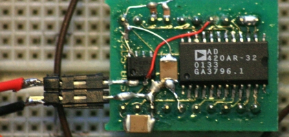 A close-up view of the DAC board
